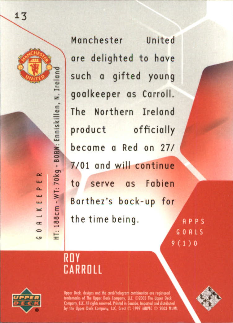 A8228- 2003 Upper Deck Manchester United Playmakers -You Pick- 15+ FREE US SHIP - Picture 9 of 85