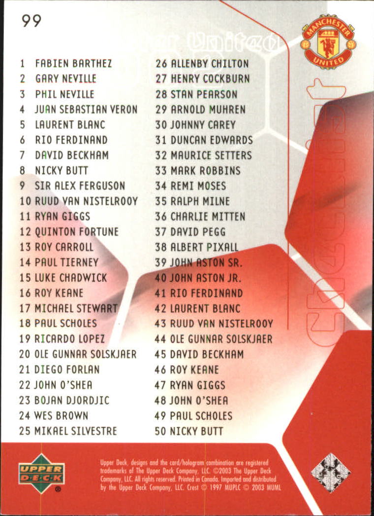 A8228- 2003 Upper Deck Manchester United Playmakers -You Pick- 15+ FREE US SHIP - Picture 83 of 85