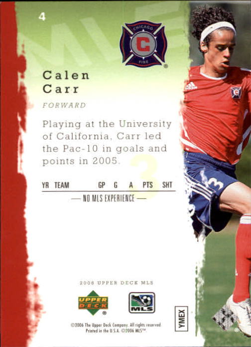 2006 Upper Deck MLS #4 Calen Carr RC back image