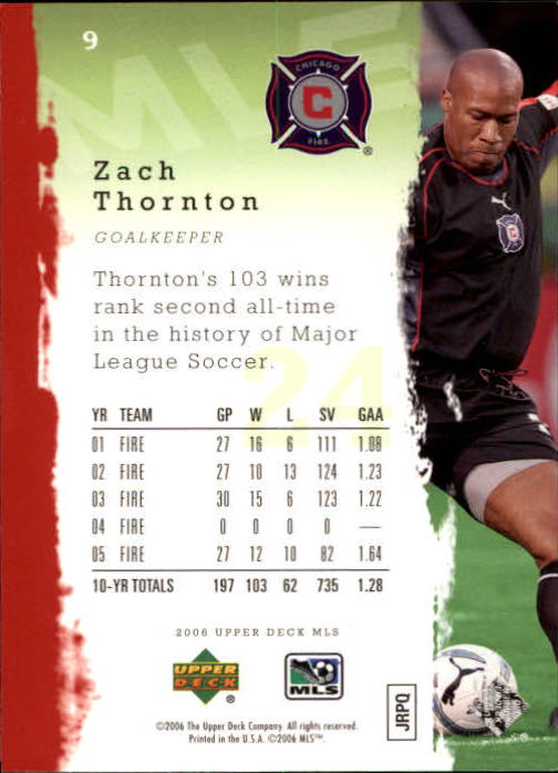 2006 Upper Deck MLS #9 Zach Thornton back image