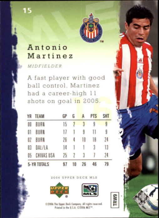 2006 Upper Deck MLS #15 Antonio Martinez back image