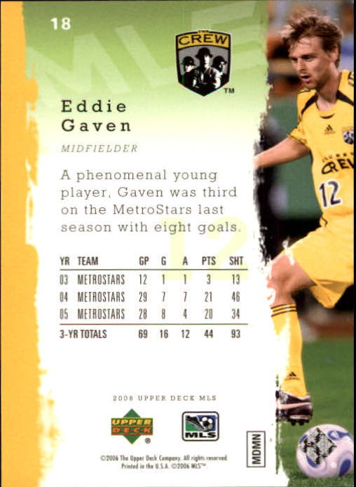 2006 Upper Deck MLS #18 Eddie Gaven back image