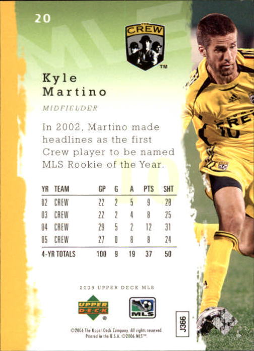 2006 Upper Deck MLS #20 Kyle Martino back image