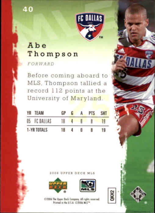 2006 Upper Deck MLS #40 Abe Thompson back image