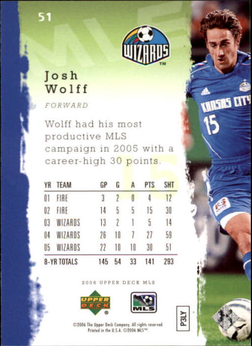 2006 Upper Deck MLS #51 Josh Wolff back image
