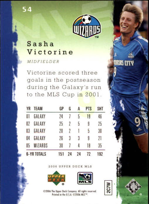 2006 Upper Deck MLS #54 Sasha Victorine back image