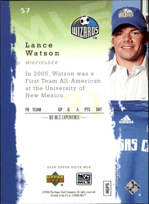 2006 Upper Deck MLS #57 Lance Watson back image