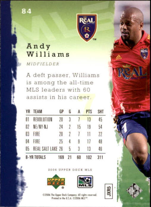 2006 Upper Deck MLS #84 Andy Williams back image