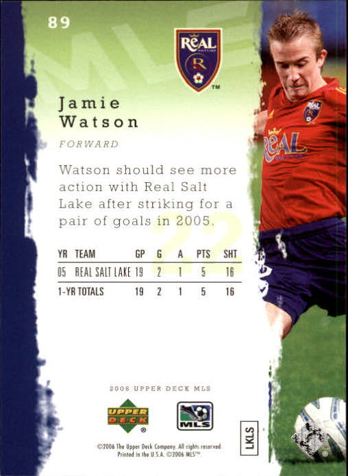 2006 Upper Deck MLS #89 Jamie Watson back image