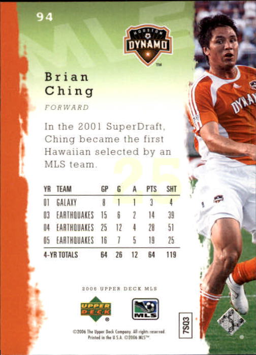 2006 Upper Deck MLS #94 Brian Ching back image
