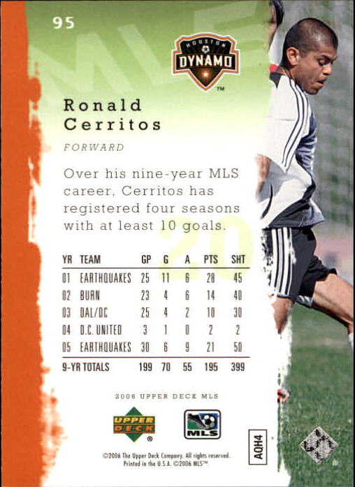2006 Upper Deck MLS #95 Ronald Cerritos back image