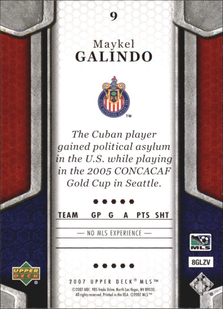2007 Upper Deck MLS #9 Maykel Galindo back image
