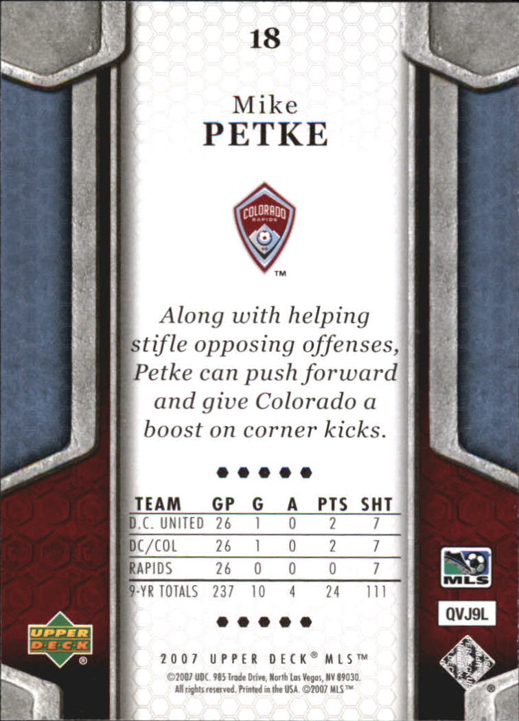 2007 Upper Deck MLS #18 Mike Petke back image