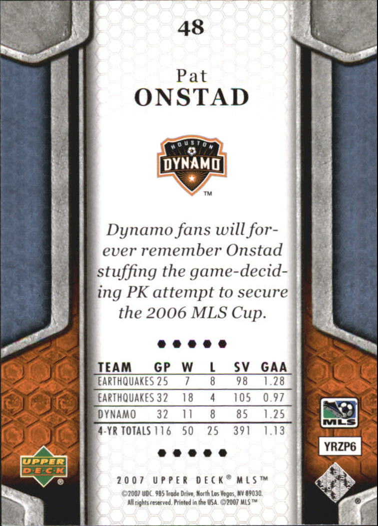 2007 Upper Deck MLS #48 Pat Onstad back image