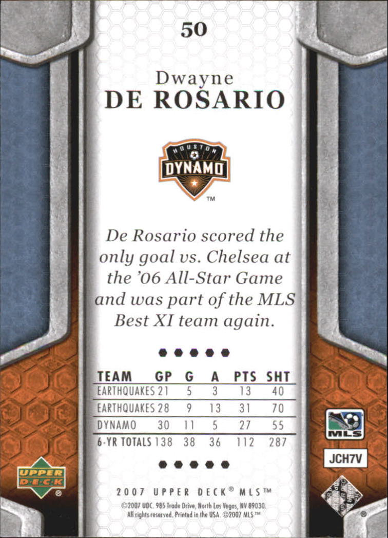 2007 Upper Deck MLS #50 Dwayne De Rosario back image
