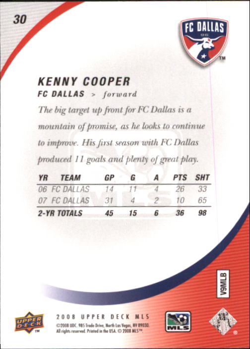 2008 Upper Deck MLS #30 Kenny Cooper back image