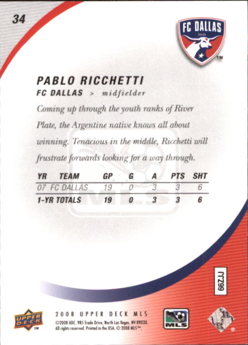 2008 Upper Deck MLS #34 Pablo Ricchetti back image