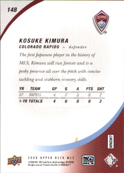 2008 Upper Deck MLS #148 Kosuke Kimura back image