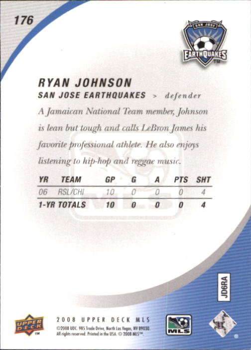 2008 Upper Deck MLS #176 Ryan Johnson back image