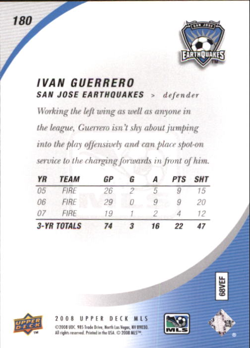 2008 Upper Deck MLS #180 Ivan Guerrero back image