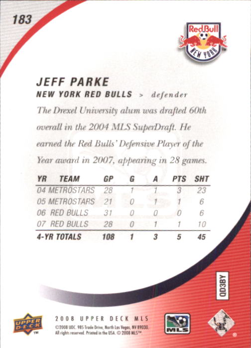 2008 Upper Deck MLS #183 Jeff Parke back image