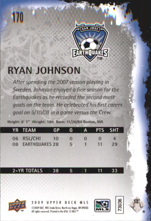 2009 Upper Deck MLS #170 Ryan Johnson back image