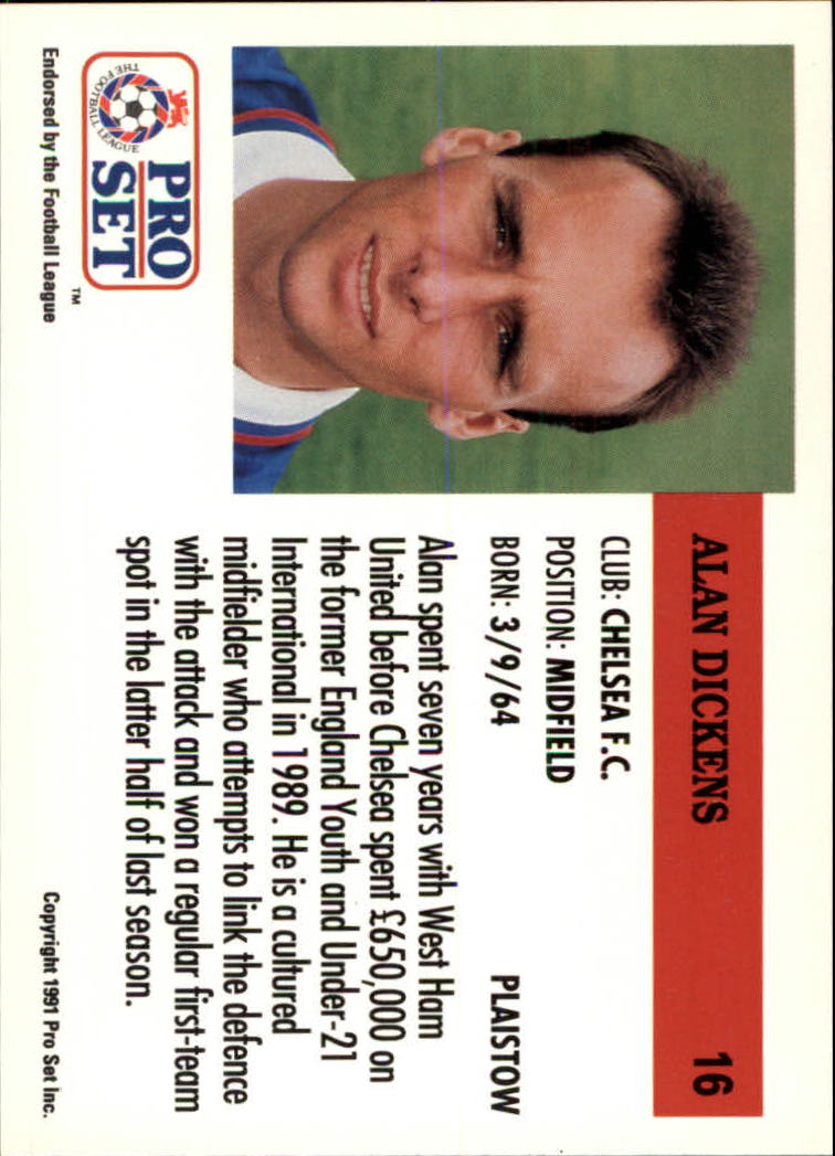 1991-92 Pro Set England #16 Alan Dickens back image