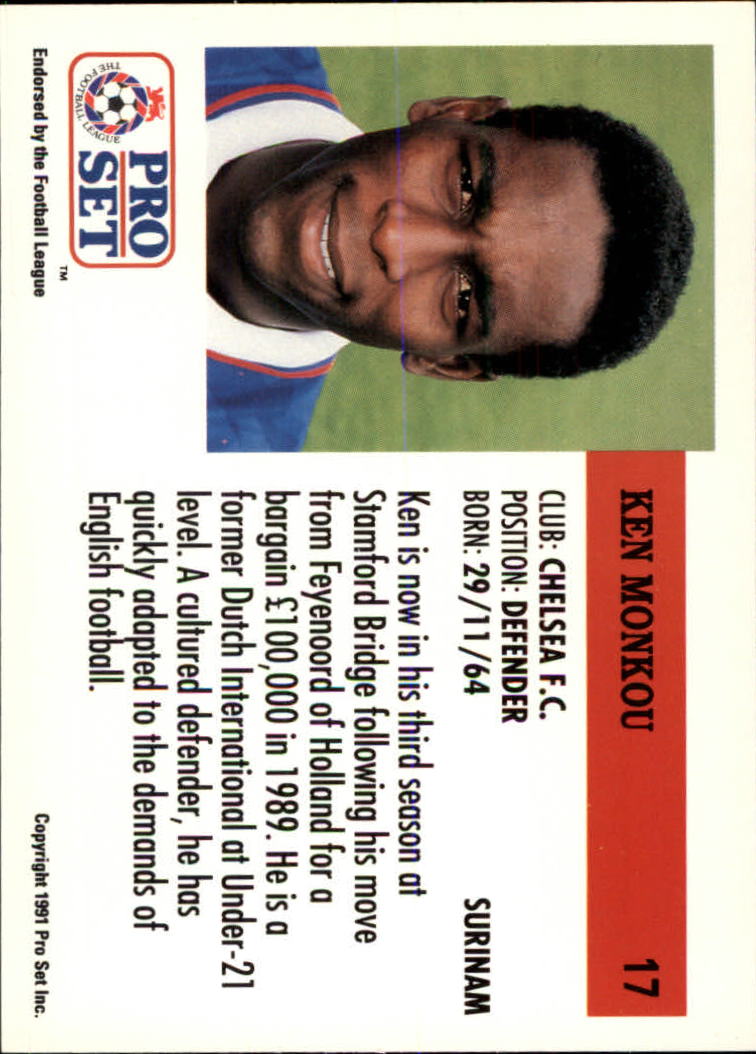 1991-92 Pro Set England #17 Ken Monkou back image