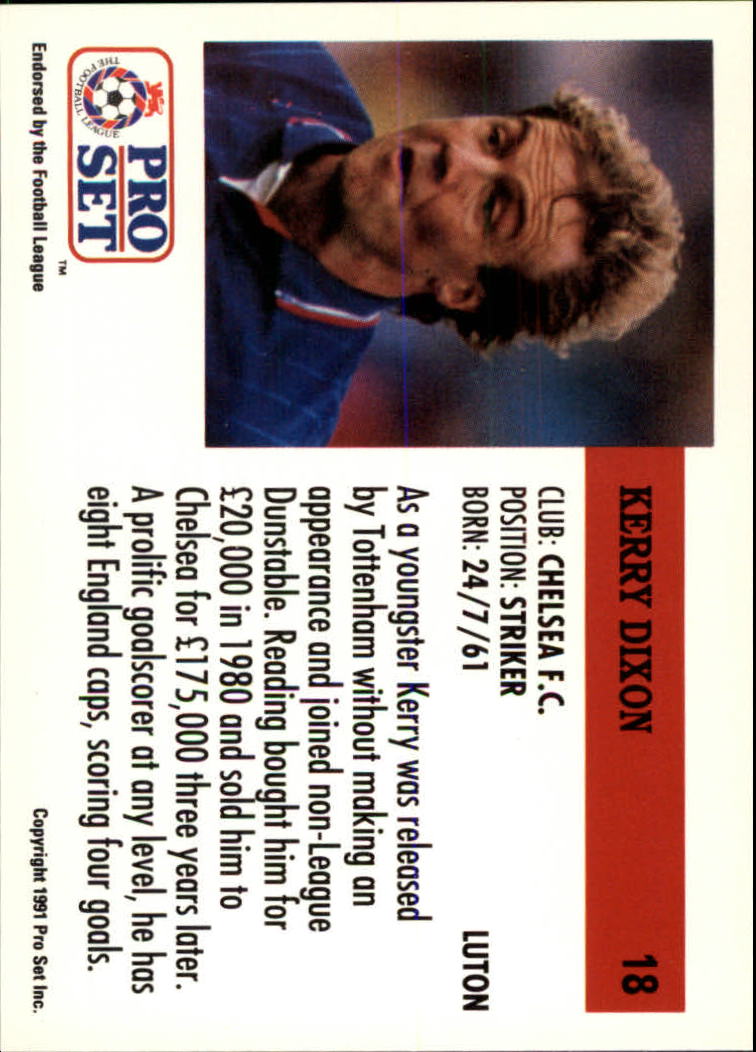 1991-92 Pro Set England #18 Kerry Dixon back image