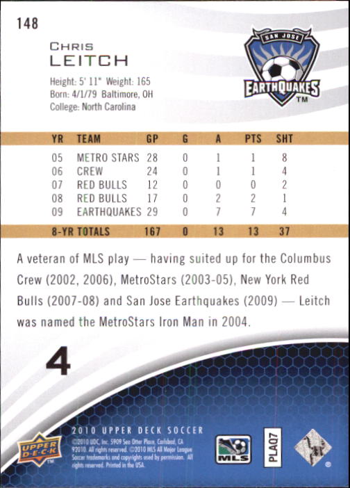 2010 Upper Deck MLS #148 Chris Leitch back image
