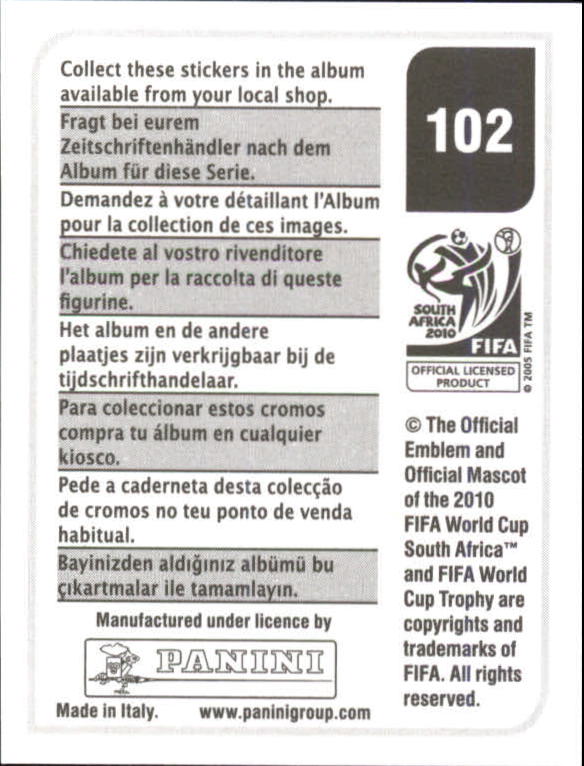 2010 Panini World Cup Stickers #102 Nicolas Anelka back image