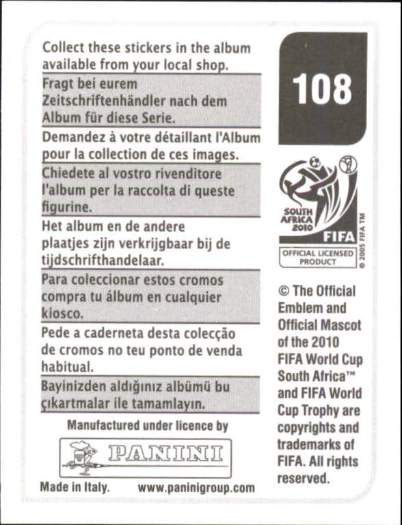 2010 Panini World Cup Stickers #108 Sergio Romero back image