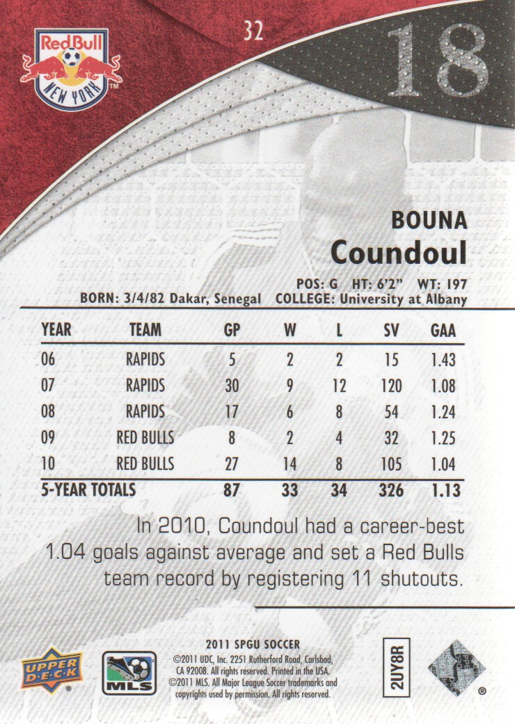 2011 SP Game Used #32 Bouna Coundoul back image