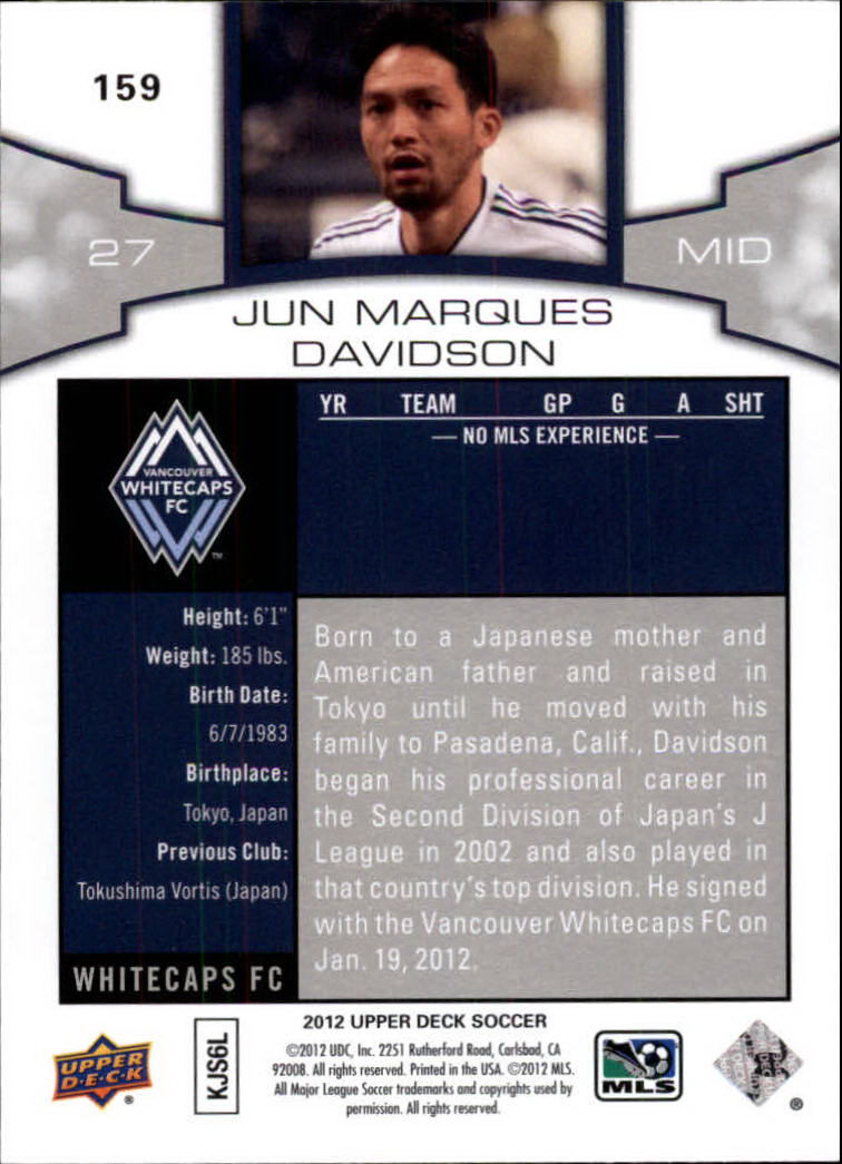 2012 Upper Deck MLS #159 Jun Marques Davidson back image