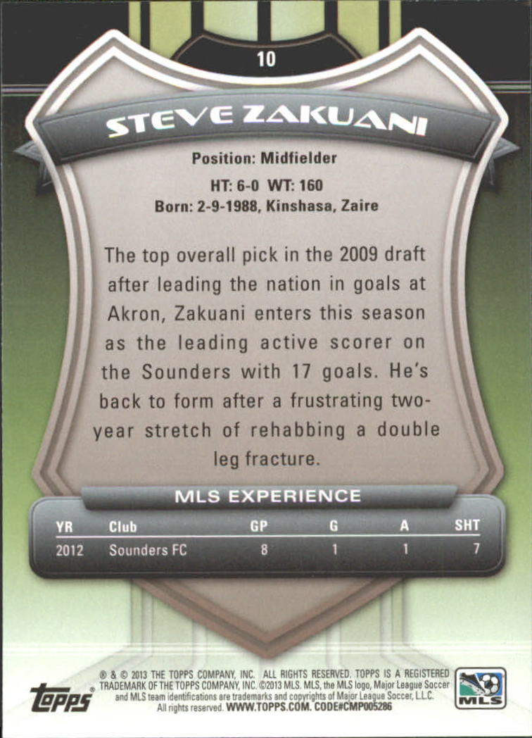 2013 Topps MLS #10 Steve Zakuani back image