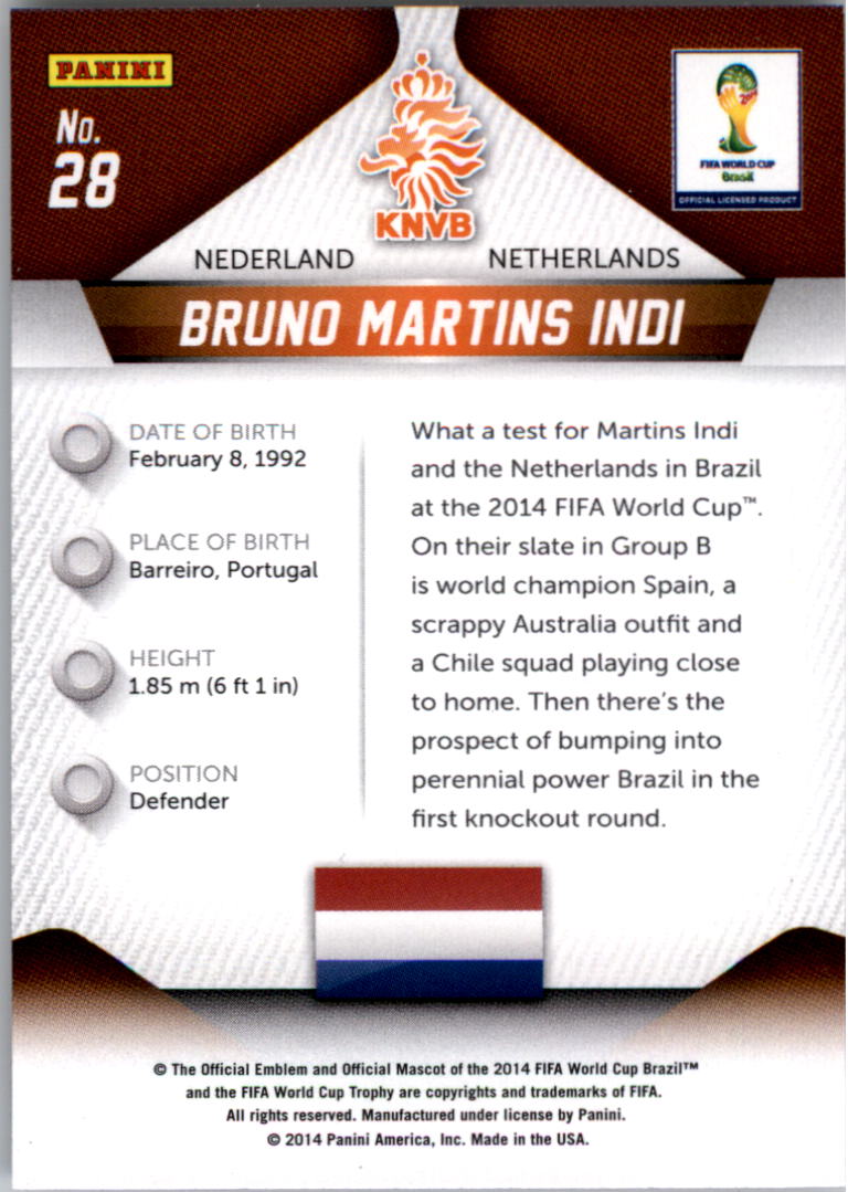 2014 Panini Prizm World Cup #28 Bruno Martins Indi back image
