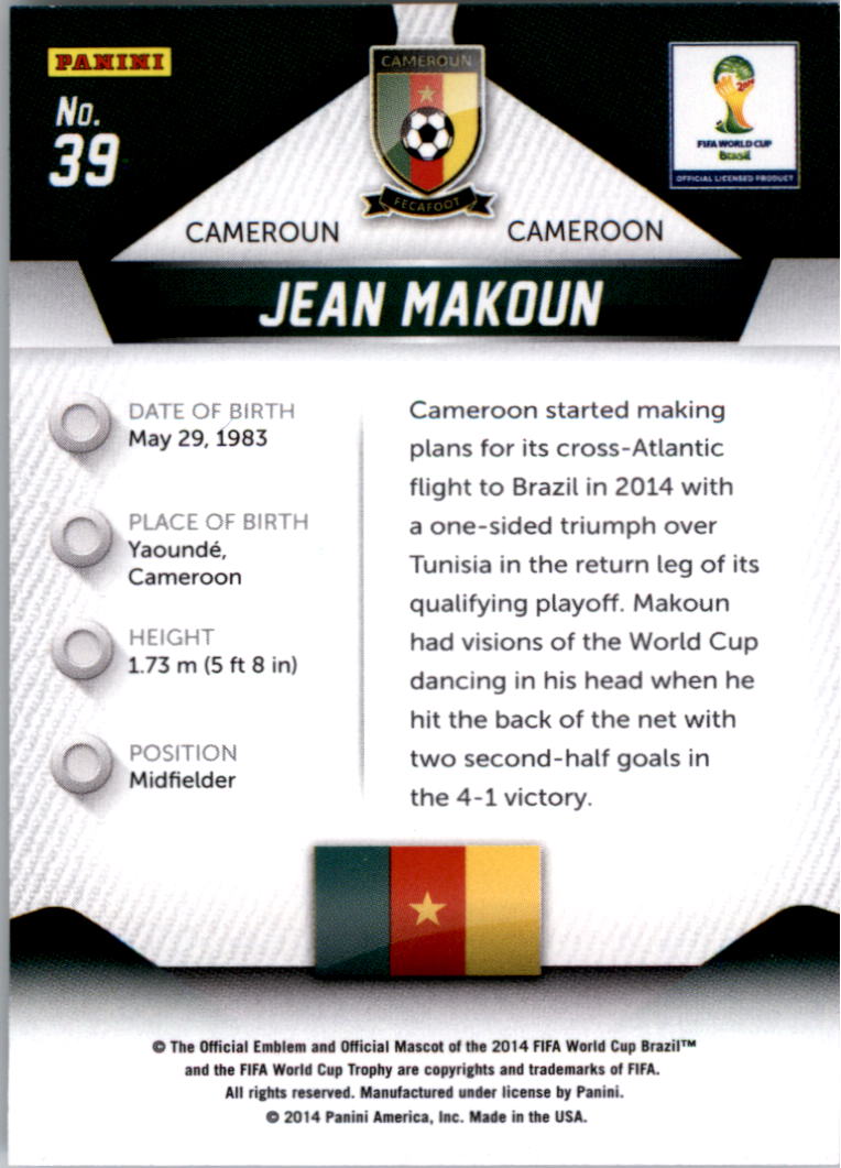 2014 Panini Prizm World Cup #39 Jean Makoun back image