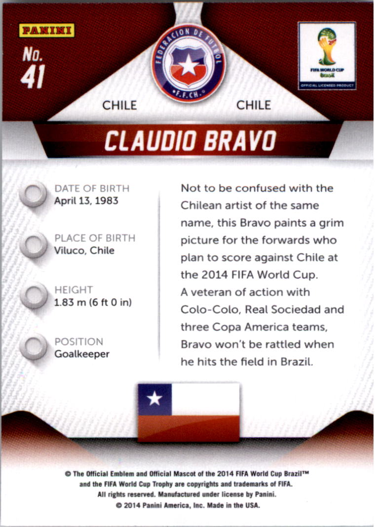 2014 Panini Prizm World Cup #41 Claudio Bravo back image