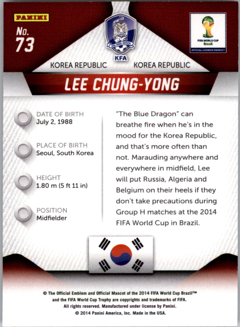 2014 Panini Prizm World Cup #73 Lee Chung-Yong back image