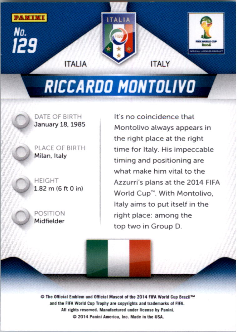2014 Panini Prizm World Cup #129 Riccardo Montolivo back image