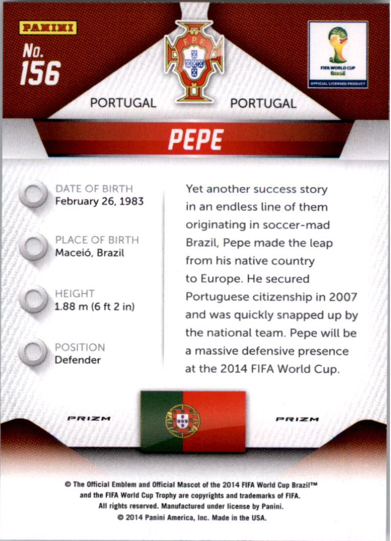 2014 Panini Prizm World Cup Prizms #156 Pepe