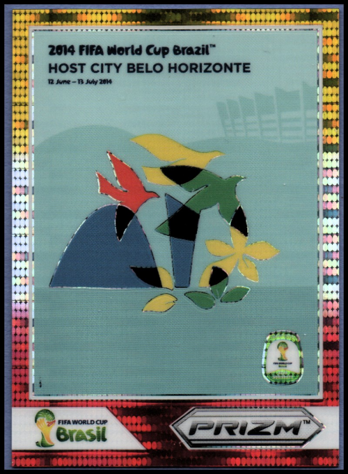 2014 Panini Prizm World Cup World Cup Posters Prizms Yellow and Red Pulsar #1 Belo Horizonte