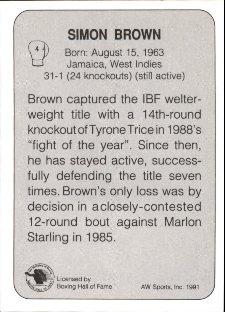 1991 All World #4 Simon Brown back image