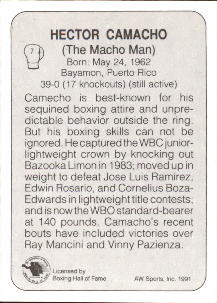 1991 All World #7 Hector Camacho back image