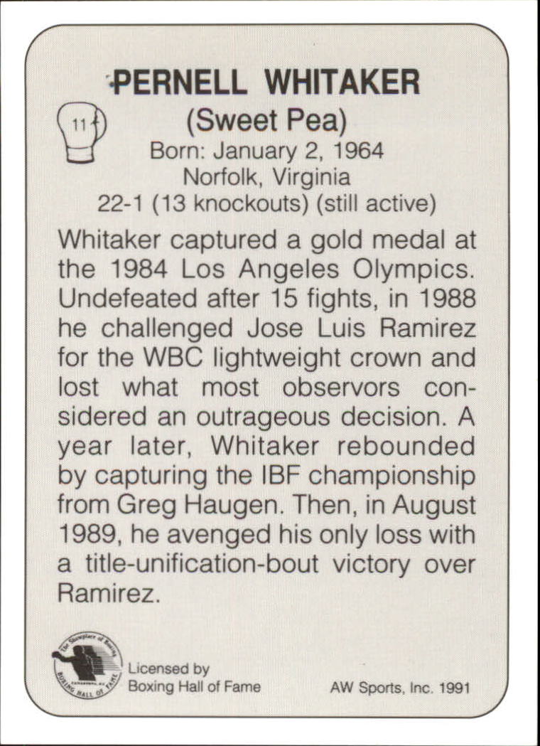 1991 All World #11 Pernell Whitaker back image