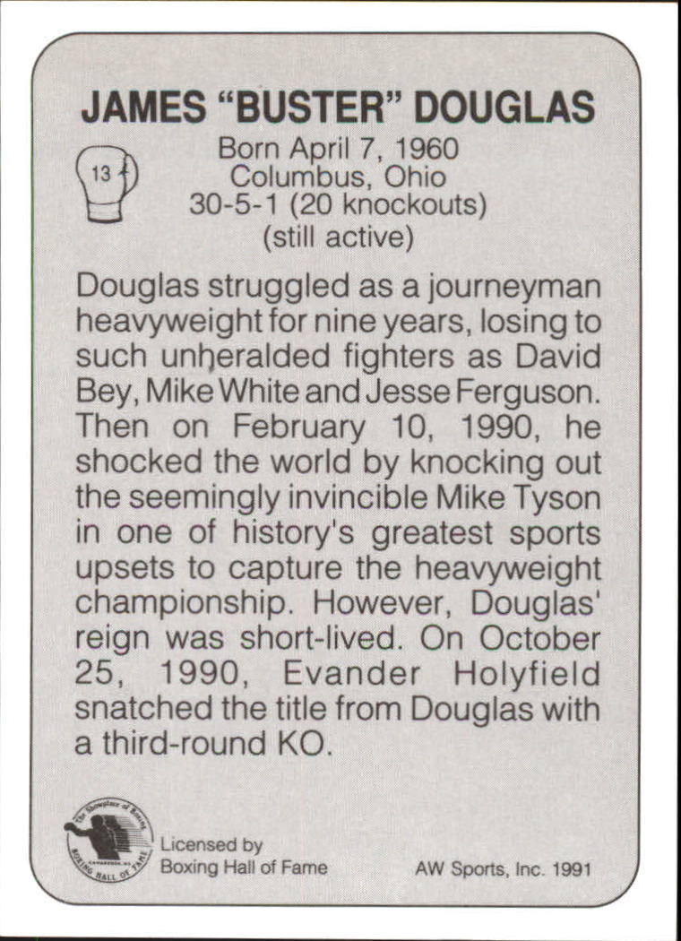1991 All World #13 James Buster Douglas back image
