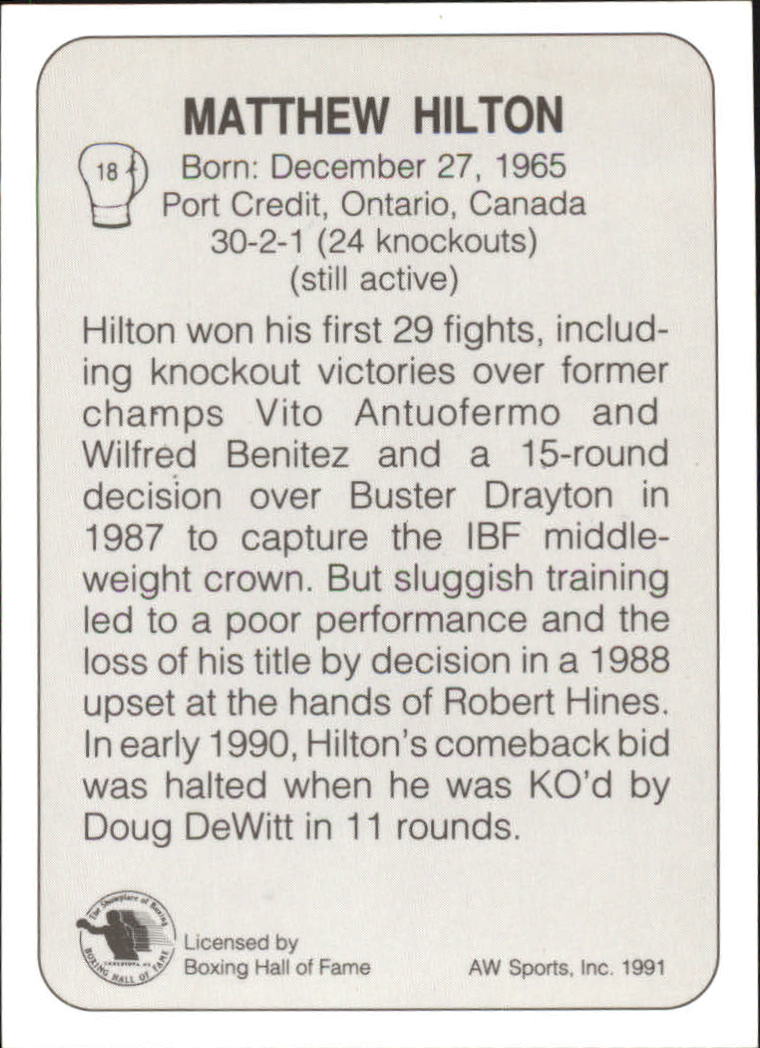 1991 All World #18 Matthew Hilton back image