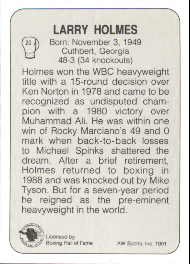 1991 All World #20 Larry Holmes back image