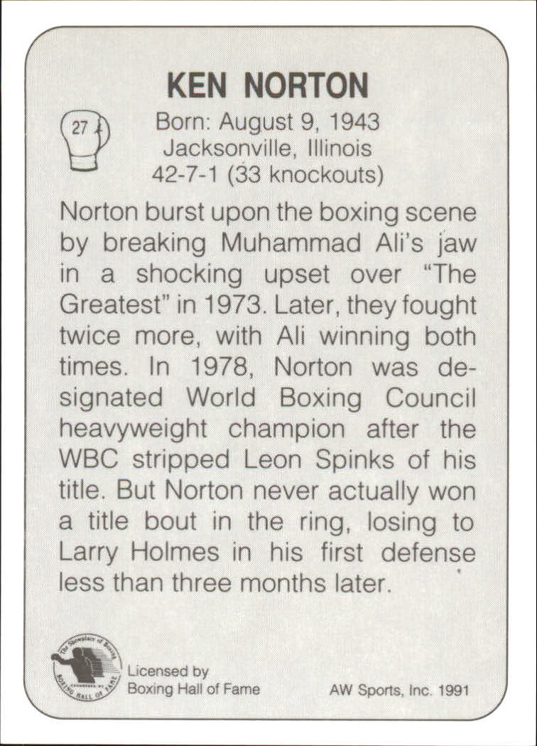 1991 All World #27 Ken Norton back image