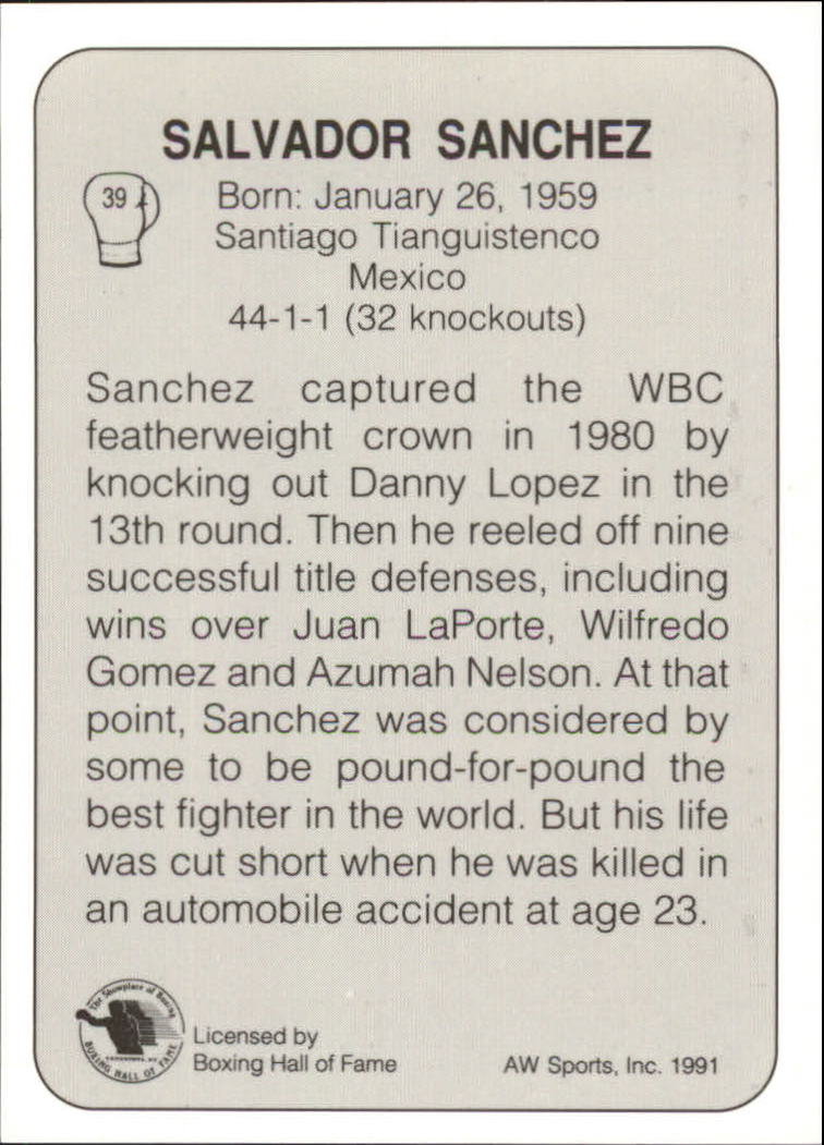 1991 All World #39 Salvador Sanchez back image